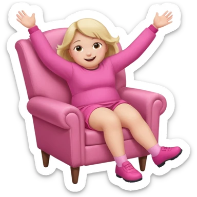 Little Girl falling off of a chair while standing up on it she is fat but not too fat and is wearing pink clothes sticker