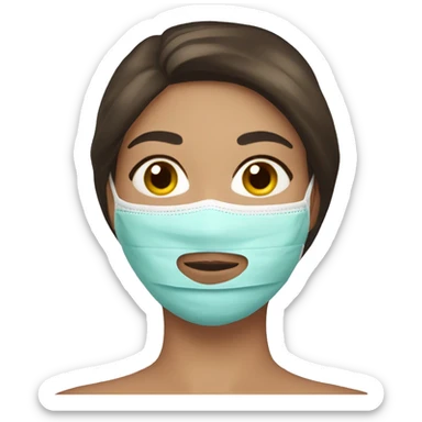 brunette Woman with beauty face mask sticker