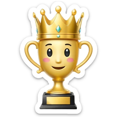 Win Emoji

Glossy 3D emoji showing a gold trophy with a small crown, glowing effect, black and gold theme. sticker