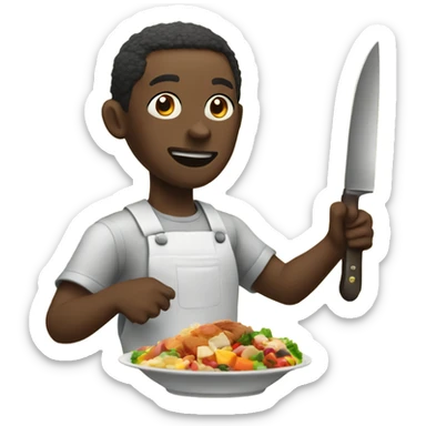 black man with a knife cutting food  sticker