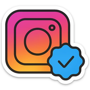 Instagram blue verification tick icon, clean, modern, matches Instagram branding sticker