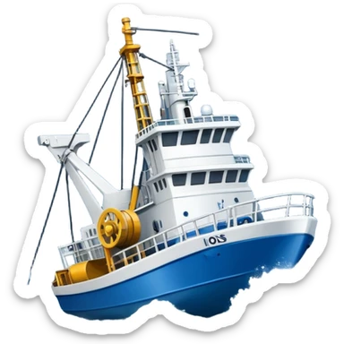 Russian marine geology vessel lowering sampling equipment into stormy ocean waves sticker