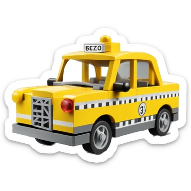 yellow taxi car lego sticker