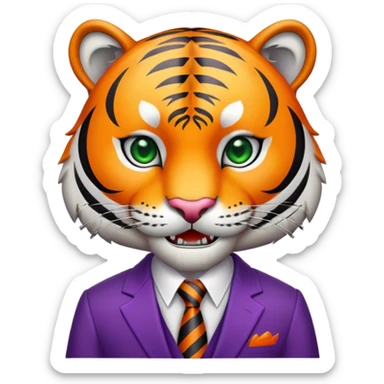 A tiger wear purple suit sticker