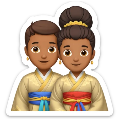 gay happy brown skin couple in hanfu sticker