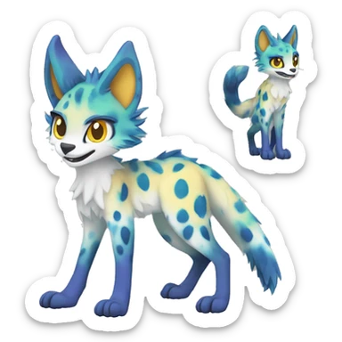 Epic Edgy Colorful ethereal eldritch Sergal-Serval-Fionbri full body sticker