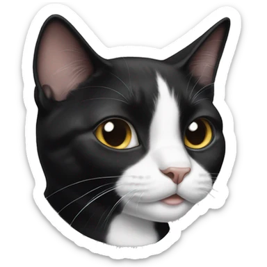 TUXEDO CAT WITH A SMALLER LEFT EAR sticker