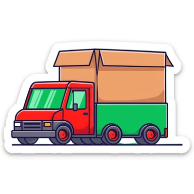 red shipping truck with courier sticker