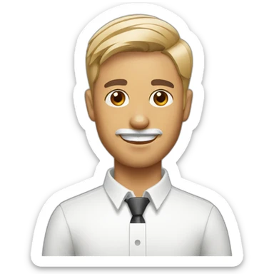 Man with modern hair cut with jack russell terrier dog sticker