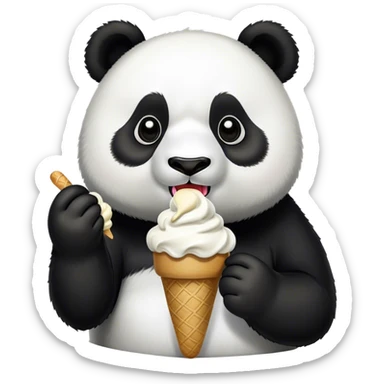 Panda eating ice cream sticker