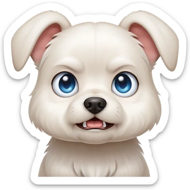 Angry Blue eyed small white dog floppy ears  sticker