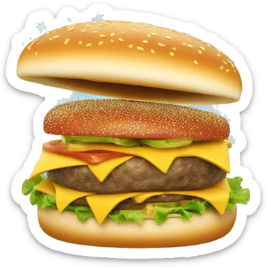 Cheeseburger surfing with sparkles sticker