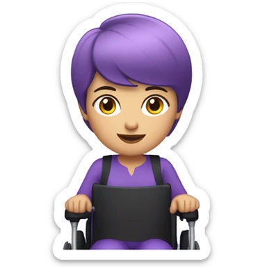 Purple short haired woman in power wheelchair  sticker