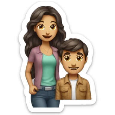 una chica y chico se dan la mano porque hicieron un negocio sticker