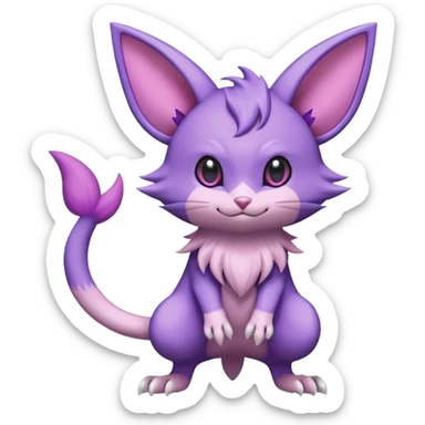 Rattata-Noibat-Skitty-Espeon-Fakemon-hybrid-creature (full body) sticker