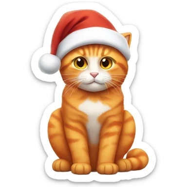 Orange cat wearing Santa hat sticker