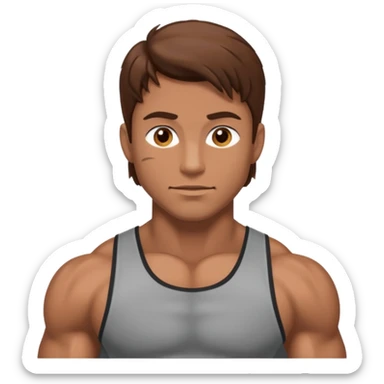 man with brown hair who is strong sticker