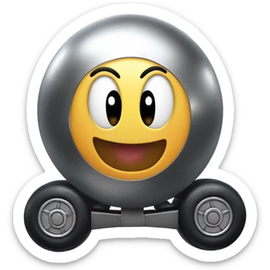 Metal cute Kirby ball driving on 4 car wheels sticker