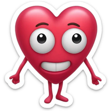 Heart-shaped face with arms and legs coming out of it sticker