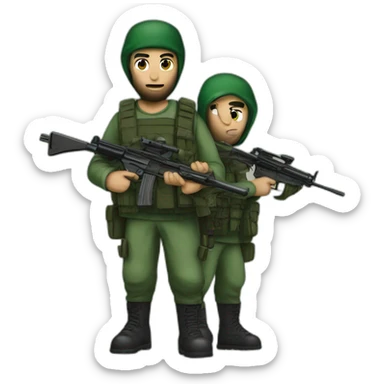 hamas and israeli fighters with rifles sticker