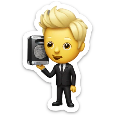 Billy Joe Armstrong holds loud speaker sticker