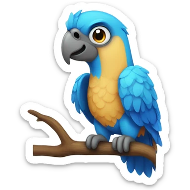 Blue cute parrot sticker
