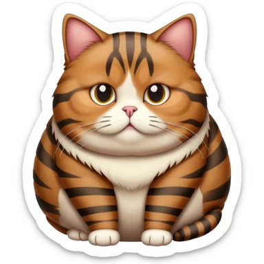 really obese brown with strips cat  sticker
