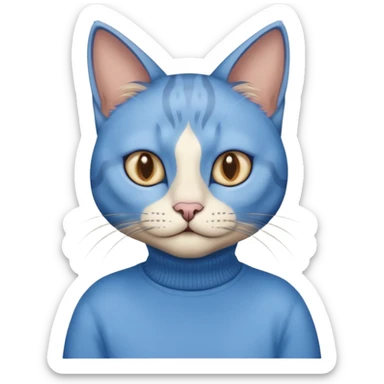 A blue cat human with a beige jumper sticker