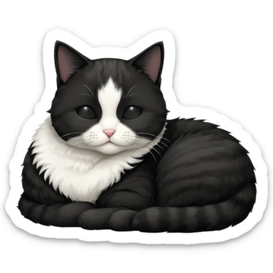 tuxedo short haired cat with his eyes closed sleeping sticker