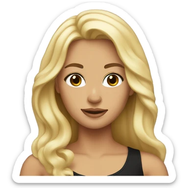 long blonde haired women with tan skin and black top sticker