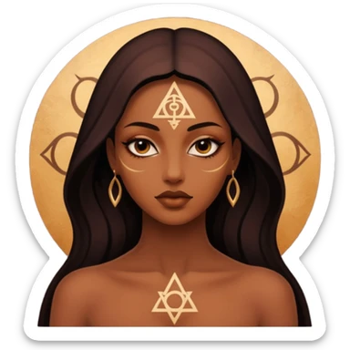 Dark oil traced over woman’s skin forming occult symbols, sensual devotion sticker