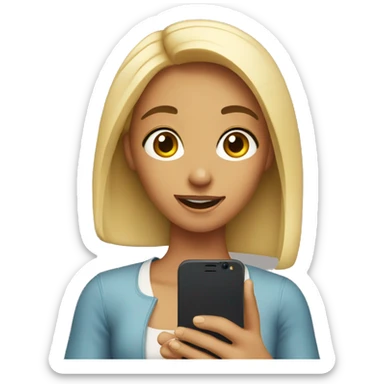 a girl with a phone making selfie sticker