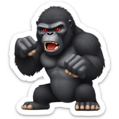 Angry Gorilla Red eyes fists up sticker