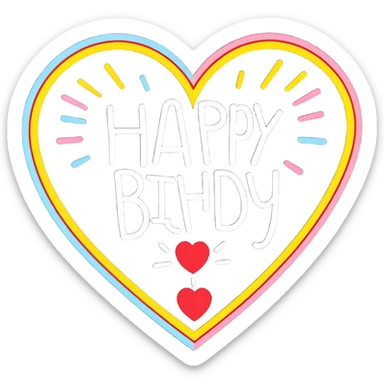 Explosion of heart happy birthday the big 20 sticker
