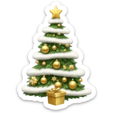 Christmas tree with white and gold decorations sticker