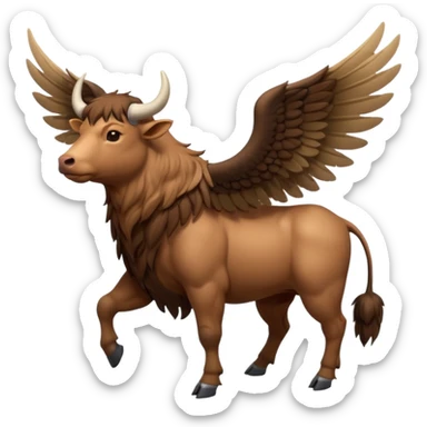 front view 4 legged winged ox emoji light brown body visible too with wings on back sticker