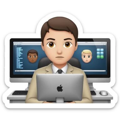 a person entering a computer room in an organized manner sticker