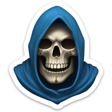 skull wearing blue hood and cloak sticker