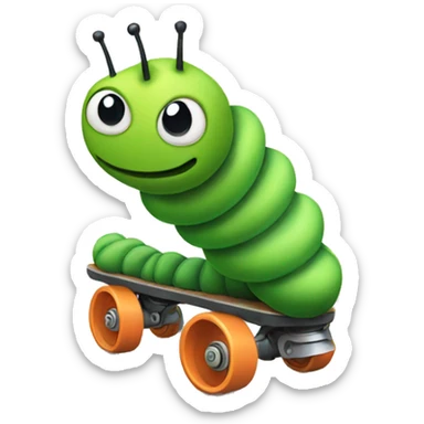 A caterpillar with roller skates  sticker