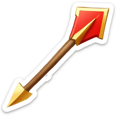 wooden arrow with bright red fletching and golden arrowhead   sticker