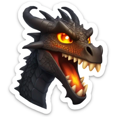 dark iron dragon breathing fire sticker
