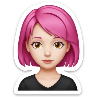  girl with pink hair and red color hairclip sticker