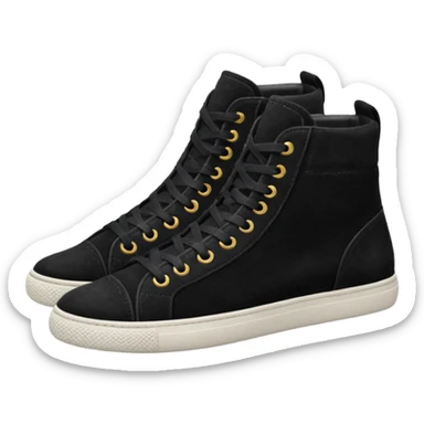 Hyper Realistic, Steve Madden, realistic, pair of black suede womens high top sneakers, side view sticker