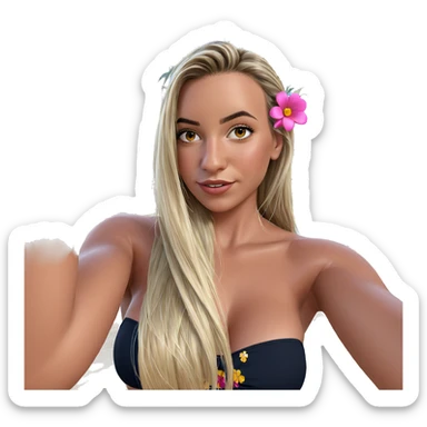 blonde girl in flower bikini sticker