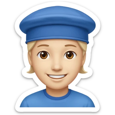 Mavi şapkalı gülen yüz sticker