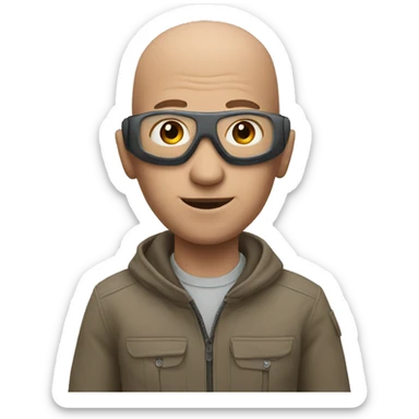  a hairless man flying a drone sticker