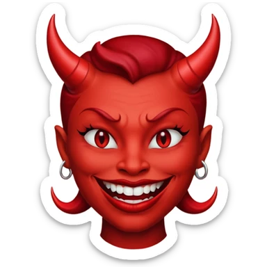 I need a devil with a lipstick grin emoji sticker