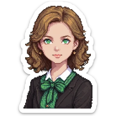 happy teacher with light brown hair and green eyes sticker