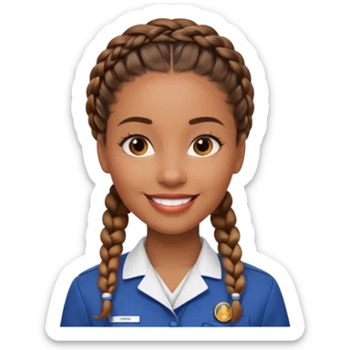 black braided haired hotel receptionist sticker