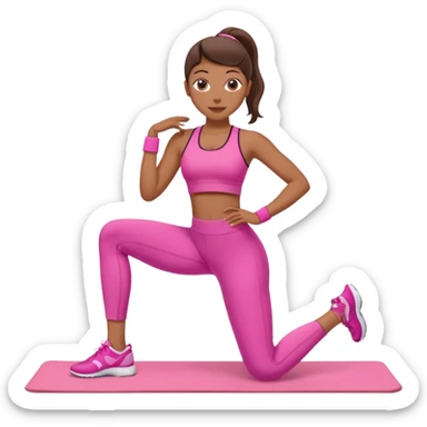 medium-skinned woman doing Pilates in pink sportswear sticker